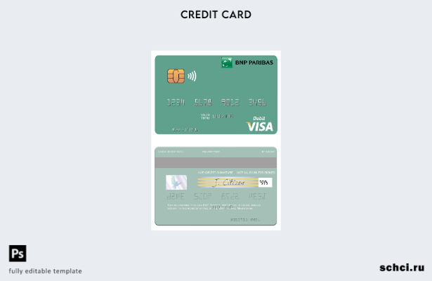 цифровая загрузка шаблона дебетовой карты Visa Мавритании BNP Paribas